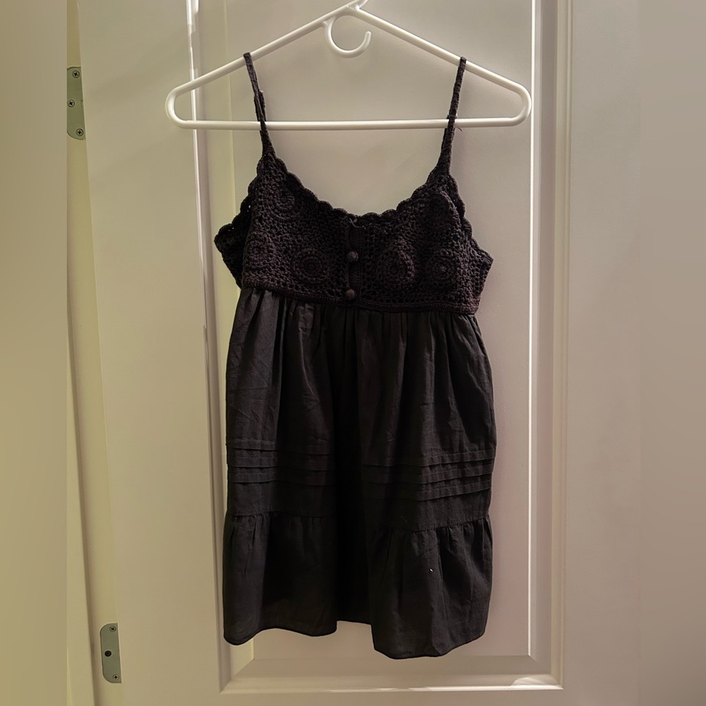 Black crochet like baby doll top